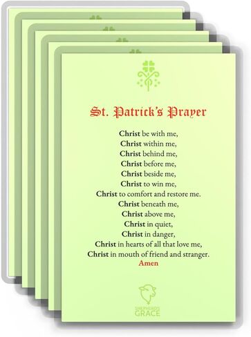 Shepherd's Grace St. Patrick’s Prayer Laminated Holy Cards – Catholic Prayer Cards 5 Pack – Pocket Size Devotional Cards for Faith, Protection, and Daily Prayer in Saudi Arabia