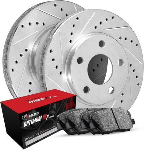R1 Concepts Rear Brake Kit For 2010-2013 Audi A3, 2012-2013 Volkswagen Beetle, 2010-2016 Volkswagen Eos| Drilled Slotted Brake Rotors| Semi-Metallic Brake Pads and Rotors Kit in Saudi Arabia