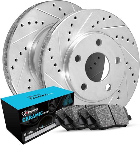 R1 Concepts Rear Brake Kit For 2010-2013 Audi A3, 2012-2013 Volkswagen Beetle, 2010-2016 Volkswagen Eos| Drilled Slotted Brake Rotors| Semi-Metallic Brake Pads and Rotors Kit in Saudi Arabia