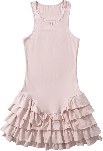 Tank Ruffle Mini Dress Basque Waist Summer Y2k Sleeveless Bodycon Sexy Sundress Boat Neck Flowy Vacation Outfits in Saudi Arabia