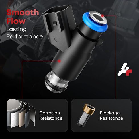 Flex Fuel Injectors, 12613411GM Compatible with Chevy GMC Cadillac-4.8L 5.3L 6.0L Flex Engine-Tahoe Silverado Avalanche Express 2010-2014, Yukon Sierra 1500 2010-2013, Set of 8, 4 Holes in Kuwait