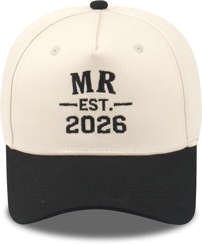 Embroidered Hubby/Wifey Mr/Mrs Groom/Bride Est 2026 Two-Tone Baseball Cap for Men Women Anniversary Newlywed Gift in Kuwait