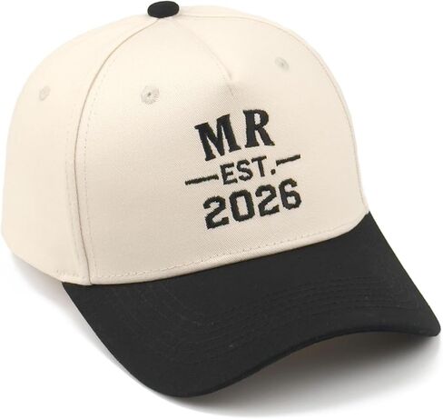Embroidered Hubby/Wifey Mr/Mrs Groom/Bride Est 2026 Two-Tone Baseball Cap for Men Women Anniversary Newlywed Gift in Saudi Arabia