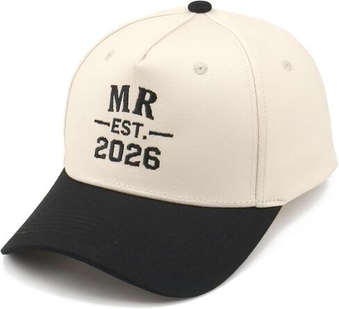 Embroidered Hubby/Wifey Mr/Mrs Groom/Bride Est 2026 Two-Tone Baseball Cap for Men Women Anniversary Newlywed Gift in Saudi Arabia