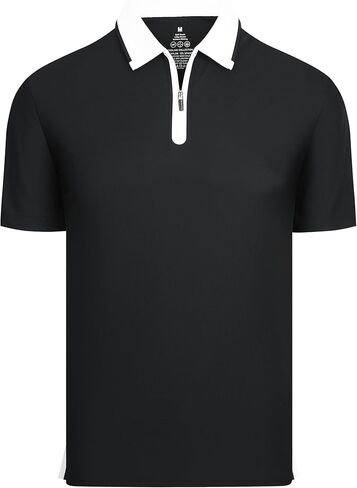 Alex Vando Men’s Golf Shirt Quick Dry Stretch Performance Zip Short Sleeve Polo Shirt in Kuwait