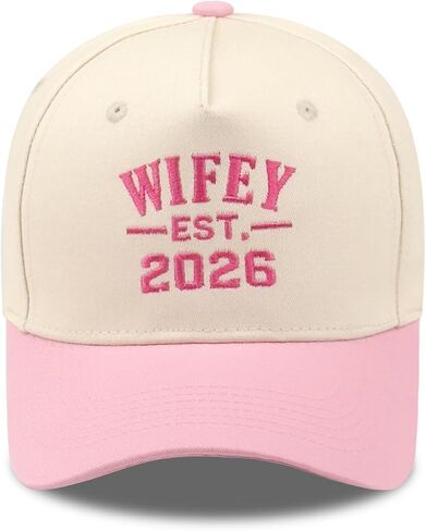 Embroidered Hubby/Wifey Mr/Mrs Groom/Bride Est 2026 Two-Tone Baseball Cap for Men Women Anniversary Newlywed Gift in Saudi Arabia