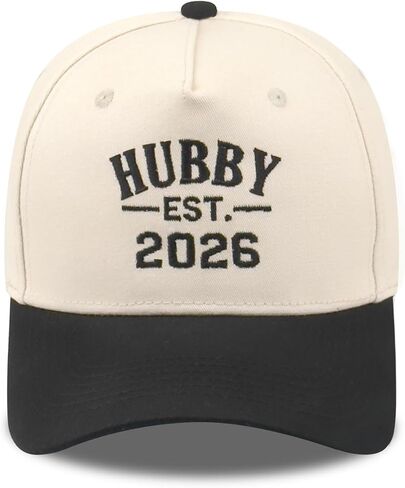 Embroidered Hubby/Wifey Mr/Mrs Groom/Bride Est 2026 Two-Tone Baseball Cap for Men Women Anniversary Newlywed Gift in Saudi Arabia