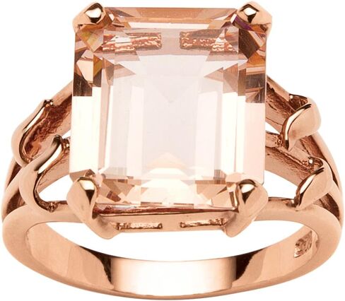 PalmBeach Rose Gold-plated Sterling Silver Emerald Cut Simulated Peach Morganite Ring Sizes 6-10 in Saudi Arabia