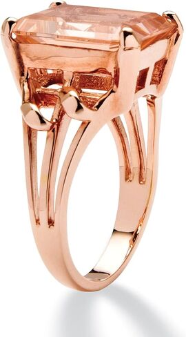 PalmBeach Rose Gold-plated Sterling Silver Emerald Cut Simulated Peach Morganite Ring Sizes 6-10 in Saudi Arabia