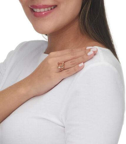 PalmBeach Rose Gold-plated Sterling Silver Emerald Cut Simulated Peach Morganite Ring Sizes 6-10 in Saudi Arabia