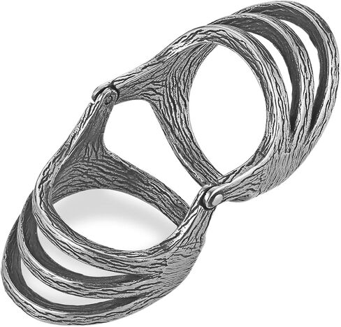 HZMAN Vintage Retro Stainless Steel Ring for Women - US Size 7-10 Multi-Layer Split Design Bark Texture Nature-Inspired Boho Jewelry in Saudi Arabia