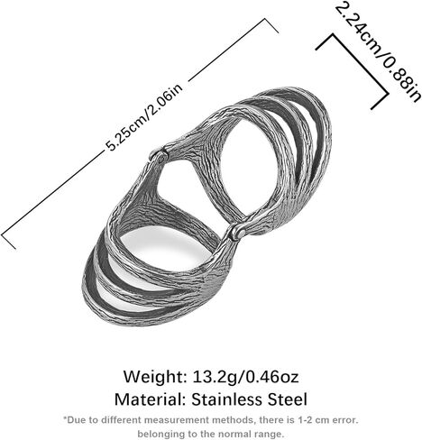 HZMAN Vintage Retro Stainless Steel Ring for Women - US Size 7-10 Multi-Layer Split Design Bark Texture Nature-Inspired Boho Jewelry in Saudi Arabia
