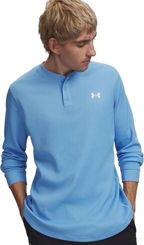 Under Armour Men's UA Waffle Henley Shirt Long Sleeve (US, Alpha, Medium, Regular, Regular, Gray - 781) in Kuwait