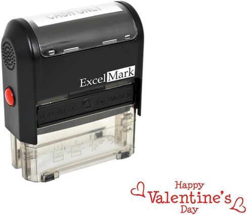 ExcelMark Valentines Day Rubber Stamp - Happy Valentines Day Stamp - Red Ink in Saudi Arabia