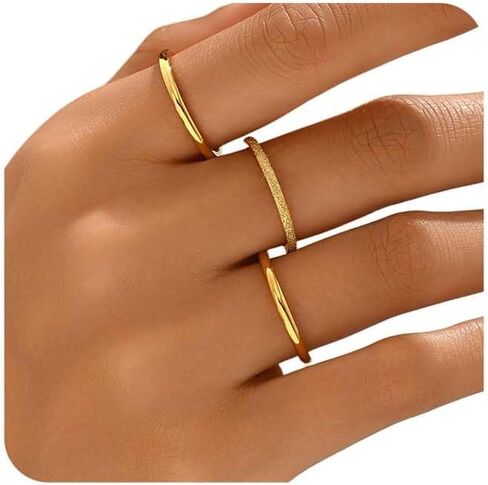 Dainty Stacking Ring Set 18K Gold Thin Ring for Women Simple Twist Ring Delicate Gold Band Ring Minimalist Everyday Jewelry 3Pcs/4Pcs in Kuwait