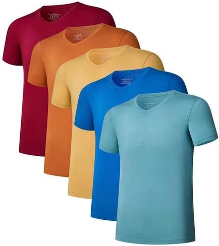 Men's Undershirt Bamboo Rayon T-Shirts Short Sleeve V-Neck Soft Tees for Men Tag-Free Underwear 3 or 5 Pack in Saudi Arabia