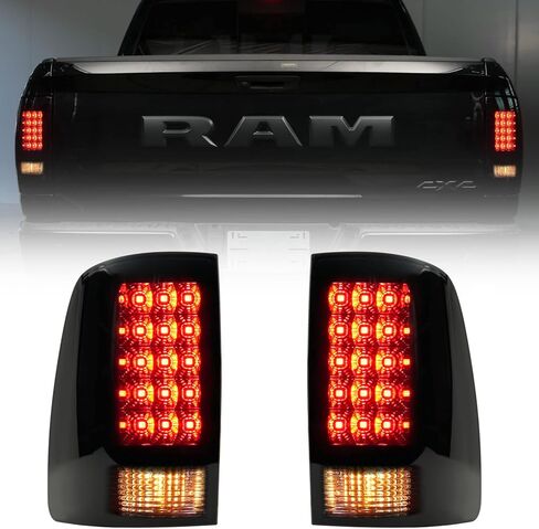 Upgrade LED Tail Light, Smoke Lens, ABS Plastic, Compatible with Dodge RAM 1500 2009-2018, 2500 3500 2010-2018, High-Output LED, IP67 Waterproof, Plug and Play in Saudi Arabia