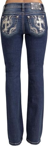 Miss Me Women's Raelyn Baroque Cross Embellished Pockets Mid-Rise Bootcut Jeans in Saudi Arabia
