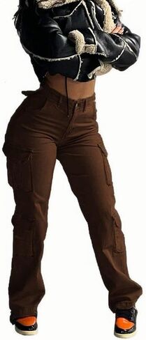 Y2K Style High Waist Wide Leg Jeans Cargo Pants Long Denim Baggy Straight Leg Multi Flap Pockets Retro Streetwear in Saudi Arabia