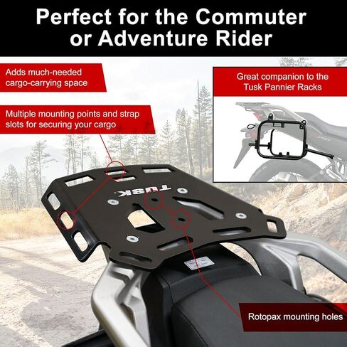 رف خلفي لحامل الأمتعة ذو الرف العلوي من Tusk متوافق مع Honda Transalp XL750 2024-2025 in Kuwait