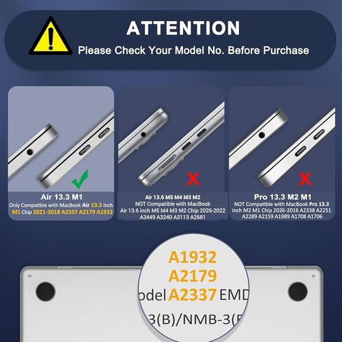 حافظة MOSISO متوافقة مع جهاز MacBook Air 13 بوصة 2022 2021 2020 2019 2018 الإصدار A2337 M1 A2179 A1932 معرف اللمس، حافظة بلاستيكية صلبة واقية من الزهور المقسمة وغطاء لوحة المفاتيح وفيلم شاشة، وردي in Kuwait
