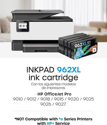 962XL Ink Cartridges Combo Pack Compatible for HP Ink 962XL 962 Black and Color Combo Pack Replacement for HP Officejet Pro 9010 9015 9016 9018 9020 9025 Printers, No e Series Printer (4 Pack) in Kuwait