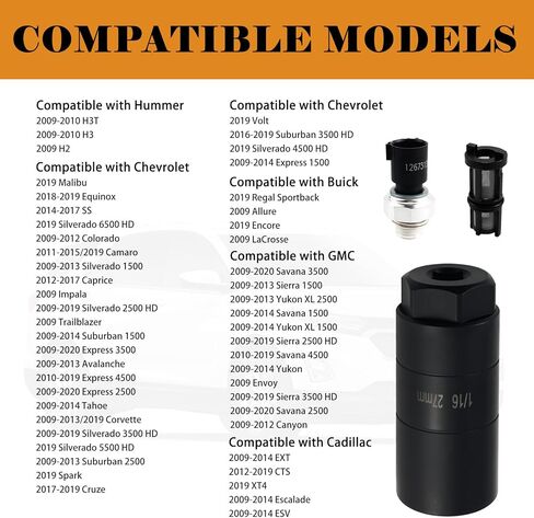 مقبس مستشعر ضغط زيت المحرك OEM#12673134، وحدة إرسال زيت السيارة ومقبس تبديل ضغط الزيوت متوافق مع هامر بويك جي إم سي، مقابس مستشعر الزيوت ملحقات السيارة مع محرك 3/8 بوصة in Kuwait