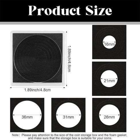20Pcs Adjustable Acrylic Coin Collection Cases with Sponges 16 21 26 31 36mm Coin Snap Holder Coins Protection Display Storage Cases for Home Office Exhibition Use (Black) in Saudi Arabia