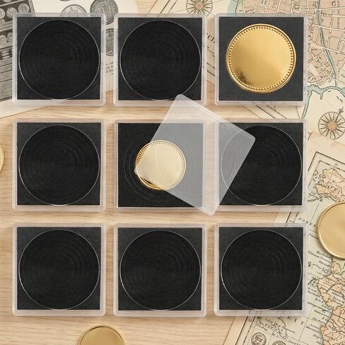 20Pcs Adjustable Acrylic Coin Collection Cases with Sponges 16 21 26 31 36mm Coin Snap Holder Coins Protection Display Storage Cases for Home Office Exhibition Use (Black) in Saudi Arabia