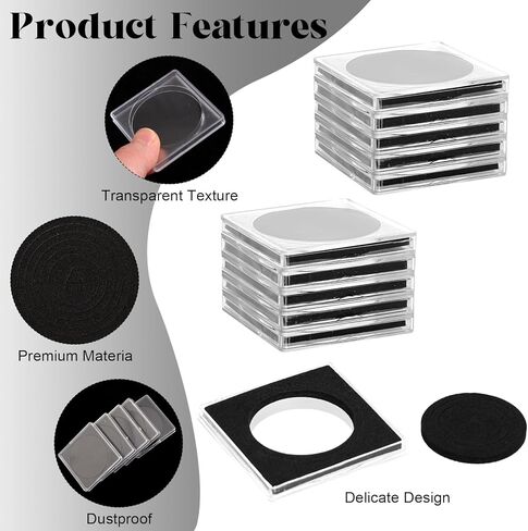 20Pcs Adjustable Acrylic Coin Collection Cases with Sponges 16 21 26 31 36mm Coin Snap Holder Coins Protection Display Storage Cases for Home Office Exhibition Use (Black) in Saudi Arabia