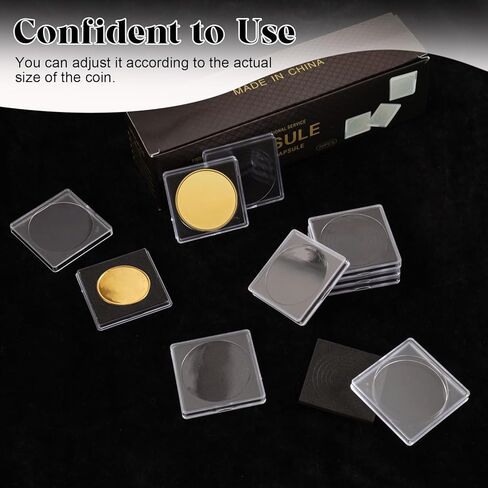 20Pcs Adjustable Acrylic Coin Collection Cases with Sponges 16 21 26 31 36mm Coin Snap Holder Coins Protection Display Storage Cases for Home Office Exhibition Use (Black) in Saudi Arabia