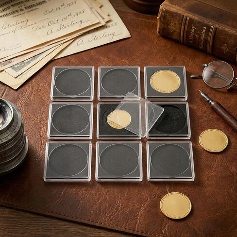 20Pcs Adjustable Acrylic Coin Collection Cases with Sponges 16 21 26 31 36mm Coin Snap Holder Coins Protection Display Storage Cases for Home Office Exhibition Use (Black) in Saudi Arabia