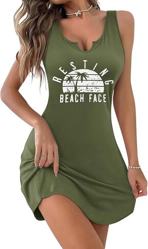 Ekouaer Women's Tank Nightgown V Neck Sleepshirts Soft Sleeveless Chemise Nightdress S-XXL in Kuwait