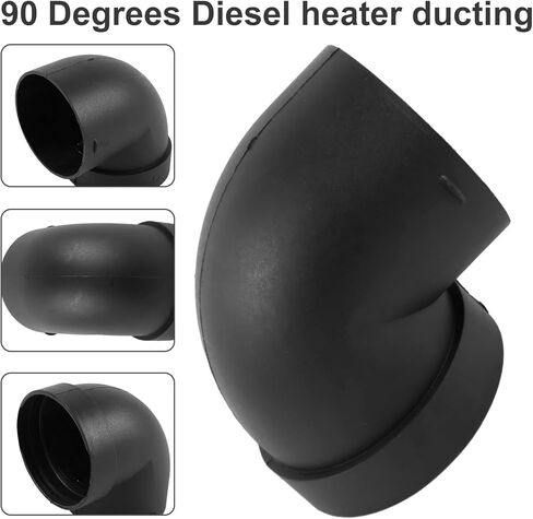 60mm/2.4 Inch L-Shape Diesel Heater Duct Connector, High Temp Resistant Air Duct Elbow Outlet for Car RV Truck Van Parking Caravan Heater System, Black Plastic in Kuwait