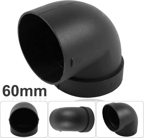 60mm/2.4 Inch L-Shape Diesel Heater Duct Connector, High Temp Resistant Air Duct Elbow Outlet for Car RV Truck Van Parking Caravan Heater System, Black Plastic in Kuwait