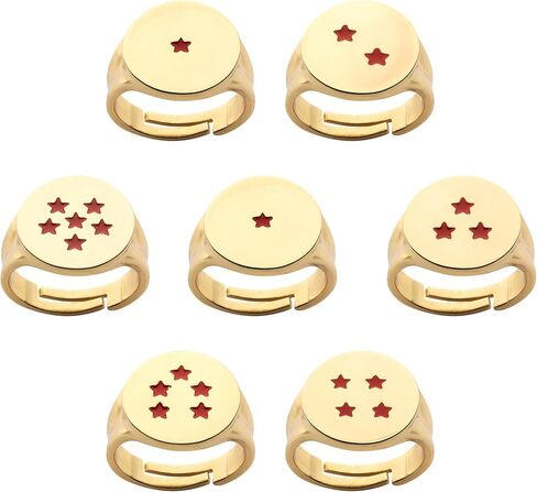 SalesOne Dragon Ball Gold Plated Base Metal Star Adjustable Signet Ring Set with Enamel Artwork in Saudi Arabia