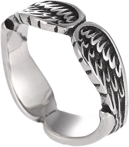 YWMAN Angel Wings Feather Ring Stainless Steel Jewelry for Women Men in Saudi Arabia