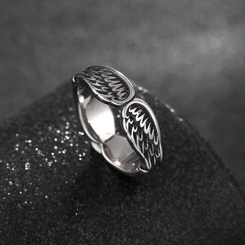 YWMAN Angel Wings Feather Ring Stainless Steel Jewelry for Women Men in Saudi Arabia