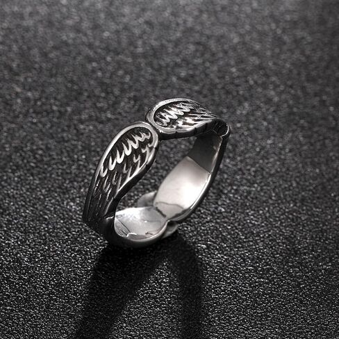 YWMAN Angel Wings Feather Ring Stainless Steel Jewelry for Women Men in Saudi Arabia