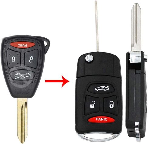Beefunny Replacement Folding Flip Remote Car Key Shell Case Fob 4 Button for Chrysler for Dodge Durango (2) in Saudi Arabia