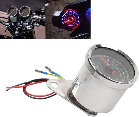 Cnsodo15 1 قطعة 12 فولت ضوء الليل مقياس سرعة الدوران الضوء الخلفي مقياس سرعة الدوران الكروم العالمي لنماذج الدراجات النارية من تيار مستمر 12 فولت in Kuwait