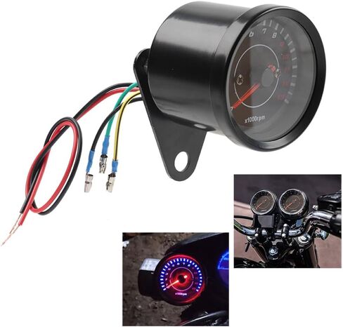 Cnsodo15 1 قطعة ضوء الليل مقياس سرعة الدوران 12 فولت الضوء الخلفي مقياس سرعة الدوران الأسود العالمي لنماذج الدراجات النارية من تيار مستمر 12 فولت in Kuwait