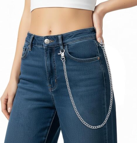 سلسلة محفظة للرجال والنساء 24 بوصة سلسلة جيب معدنية متينة مع مشابك جراد البحر و2 حلقة مفاتيح للمفاتيح ومحفظة الجينز والسراويل in Kuwait