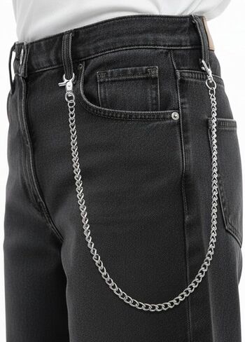 سلسلة محفظة للرجال والنساء 24 بوصة سلسلة جيب معدنية متينة مع مشابك جراد البحر و2 حلقة مفاتيح للمفاتيح ومحفظة الجينز والسراويل in Kuwait