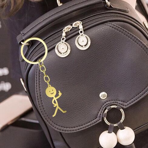 Ouligay 2 قطعة سلسلة مفاتيح مضحكة للنساء، هدايا الأصابع الوسطى، حلقة مفاتيح Stickman، هدايا رائعة للرجال، سلاسل مفاتيح متطابقة، هدية شخصية للصداقة عن بعد للأزواج والأصدقاء والأخوة (الذهب الفضي) in Kuwait