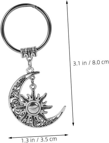Retro Sun and Moon Keychain Charm Vintage Style Bag Pendant for Car Keys and Accessories Lucky Dual-use Key Ring with Refined Craftsmanship in Saudi Arabia