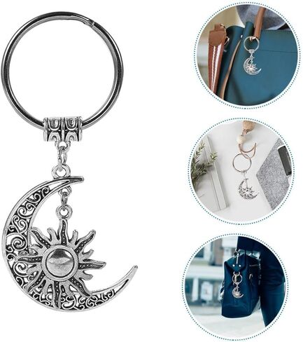 Retro Sun and Moon Keychain Charm Vintage Style Bag Pendant for Car Keys and Accessories Lucky Dual-use Key Ring with Refined Craftsmanship in Saudi Arabia
