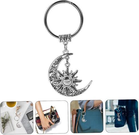 Retro Sun and Moon Keychain Charm Vintage Style Bag Pendant for Car Keys and Accessories Lucky Dual-use Key Ring with Refined Craftsmanship in Saudi Arabia