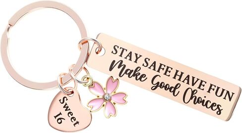 Ouligay Sweet 16 هدية للفتيات هدية عيد الميلاد السادس عشر للفتيات سلسلة مفاتيح حلوة ستة عشر هدية لفتاة تبلغ من العمر 16 عامًا عيد الميلاد 16 هدايا تزيين الحفلات للفتاة المراهقة والابنة والأخت أفضل صديق in Kuwait