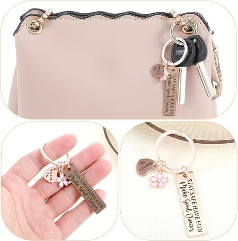 Ouligay Sweet 16 هدية للفتيات هدية عيد الميلاد السادس عشر للفتيات سلسلة مفاتيح حلوة ستة عشر هدية لفتاة تبلغ من العمر 16 عامًا عيد الميلاد 16 هدايا تزيين الحفلات للفتاة المراهقة والابنة والأخت أفضل صديق in Kuwait